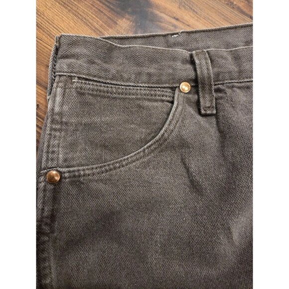 Vtg Wrangler Brown Denim Jeans 35x35 Straight Leg USA Zip Fly Faded - Picture 5 of 11